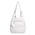 FANDARE Bolsos Mochila para Mujer 3 in 1 Casual Mochilas Tipo Impermeable Bolsos Bandolera Piel Suave Bolsos de Hombro para Totes por Colegio Trabajo Viaje Bolsas Escolares Blanco