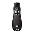 Logitech R400 Presenter, Kabellose 2.4 GHz Verbindung via USB-Empfänger, 15m Reichweite, Roter Laserpointer, Intuitive Bedienelemente, 6 Tasten, Batterieanzeige, PC - Schwarz