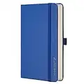 EMSHOI Pocket to Do List Daily Planner - 16.8 x 9.6cm Small A6 Notebook with 192 Pages, 100GSM Thick Paper, Hourly Schedule, Hardcover Leather, Pen Holder - Blue