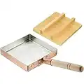 TIKUSAN Japanische Tamagoyaki Omeletts Kupferpfanne mit Holzdeckel, 18 x 18 cm, quadratische Eierpfanne