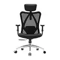 SIHOO M18 Silla Ergonómica de Oficina, Silla de Escritorio con Soporte Lumbar Ajustables, Reposacabezas y Apoyabrazos, Malla Giratoria, Mecanismo de Inclinación, Carga máxima de 150 kg/ 330LB