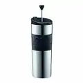 Bodum Insulated Stainless-Steel Travel French Press Coffee and Tea Mug, 0.45-Liter, 15-Ounce, Black