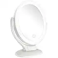 Aesfee LED Lighted Makeup Vanity Mirror Rechargeable, 1x / 7x Magnification Double Sided Magnifying Mirror with Dimmable Touch Screen, Portable Illuminated Mirror for Travel, Bathroom (White)