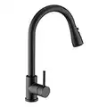 Sink Faucet, Black Kitchen Faucet with Pull Down Sprayer VFAUOSIT Commercial Stainless Steel Laundry Single Handle Pull Out Kitchen Faucets Matte Black, Grifo para Fregaderos de Cocina