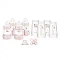 MAM Easy Start Self Sterilising Anti Colic Starter Set, Newborn Bottle Set and Soother, Newborn Essentials, Pink (Designs May Vary)