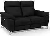 Ibbe Design Schwarz Stoff 2er Sitzer Relaxsofa Couch mit Elektrisch Verstellbar Relaxfunktion Heimkino Sofa Doha mit Fussteil, Federkern, 162x96x101 cm