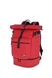 travelite BASICS Fahrradrucksack aus wasserfestem Material, Rolltop Rucksack mit Laptop- und Bodenfach, 800g, 48 cm, 26 Liter, Rot