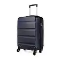 KONO Handgepäck Koffer Trolley ABS Leicht Hartschalenkoffer Reisekoffer 4 Rollen, Zahlenschloss, 55x38x20cm, 33 Liter, Blau