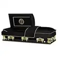 Titan Casket Veteran Select XL Steel Casket (33", Army) Handcrafted Oversize Funeral Casket - Black with Black, Gold-Lined Interior & Army Head Panel