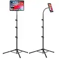 ASWINN Tablet Tripod Stand, Gooseneck 65" Height Adjustable Tablet Stand Floor with 360° Rotating Tripod Mount Suitable for iPhone,Tablet,Kindle and All 4.5-12.9 Inch Tablet and Phone (Black)