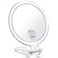AMISCE Travel Handheld Makeup Mirror 2-Sided with 1X 20X Magnification & Adjustable Handle/Stand, Portable, Small, Girl Women Mother's Gift