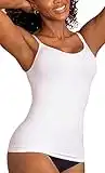 SHAPERMINT Scoop Neck Compression Cami - Tummy and Waist Control Body Shapewear Camisole White