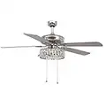 HYATECH 52 Inch Glam Crystal Ceiling Fan with Lights, Fandelier with Reversible Motor, Crystal Prism Drum Ceiling Fan, ETL Listed for Living room, Bedroom, Basement, Kitchen, Pull Chain