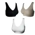 UtopyaUK 3 6 9 Pack Comfort Bra Women Girls Crop Top Seamless Bra Sleep Yoga Bralette Stretch Bras Sports Vest Wireless Post Surgery Bra Wire Free, 1 White 1 Black 1 Beige, XXL