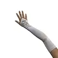 SACAS Long Fingerless Satin Gloves in Silver One Size