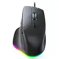 seenda Maus mit Kabel und Daumenauflage, Kabelgebundene Maus Beleuchtet mit 4 Lichteffekt, Ergonomische Maus mit DPI 6400, 7 Tasten, RGB Mouse für PC, Laptop, Gaming, Schwarz