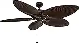 Honeywell Palm Island 52-Inch Tropical Ceiling Fan, Five Palm Leaf Blades, Indoor/Outdoor, Damp Rated, Bronze, 52 inches