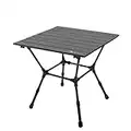MOON LENCE Camp Table, Aluminum Outdoor Folding Tables, Roll Up Top 4 People Portable Camp Square Tables with Carry Bag for Picnic/Cooking/Beach/Travel/BBQ(19" x 20" w/Carry Bag),Black