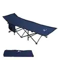 ALPHA CAMP Camping Folding Bed, Heavy Duty Sturdy Camp Beds for Adults, Oversized Sleeping Cot Supports 280kg Folding Steel Frame Portable with Carry Bag, Navy