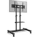 RFIVER TV Ständer Rollbar Fernsehständer, TV Stand mit Rollen, Fernseher Wagen Staender Bodenstaender für 32 40 42 50 55 65 70 75 80 Zoll Fernseh Hoehenverstellbar Schwarz | Max 50 KG Vesa 600x400 mm