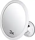 MIRRORVANA 3X Magnifying Round Shower Mirror for Fogless Shaving with Suction Cup, Shatterproof Surface and 360° Swivel, 6.7"