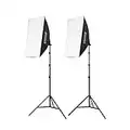 Fovitec 2-Light Fluorescent Studio Lighting Kit, 50cm x 72cm Quick Setup Softboxes, 650W Continuous Light and Stands for Portraits, Product Photos, Vlogging, Video Conferencing, and Live Streaming