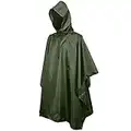 Regenponcho Wasserdicht Regencape mit Kapuze Multifunktionales Regenmantel Wiederverwendbar Regenkleidung Faltbare Ripstop Damen Herren für Wandern Jagd Camping Angeln Täglichen Gebrauch (Grün)