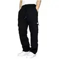 Herren Hosen Cargo Jogging-Hose Cargohose Herren Cargo Hose Outdoor Lange Freizeithose Basic Classic Fit Trekkinghose Herren-Cargohose Cargo Arbeitshose Pants Männer mit Kordelzug, Schwarz, 5XL