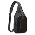 REETEE Leichte Brusttasche Sling Schulter Rucksäcke, Brusttasche Herren mit Verstellbarem Schultergurt, Umhängetasche Crossbody Bag Backpack für Outdoorsport, Radfahren, Hundewandern (Schwarz)