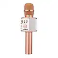 BONAOK Wireless Bluetooth Karaoke Microphone, 3-in-1 Portable Handheld Mic Speaker Machine for All Smartphones, Gift for Girls Boys Kids Adults All Age Q37(Rose Gold)