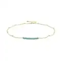 18K Gold Plated Satellite Chain Choker Turquoise Beads Bar Necklace Handmade Adjustable Pendant Jewelry for Women 16"+ 2"