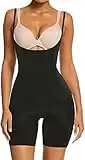 SHAPERX Shapewear for Women Tummy Control Fajas Seamless Body Shaper Open Bust Mid-Thigh Bodysuit,SZ2490293-Black-M