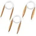 3pcs Wooden Circular Knitting Needles Interchangeable Knitting Needles Set 47inch Long Large Size Magic Loop Knitting Needle & Crochet Supplies for Weaving Lovers (0.6/0.8/1 Inch)