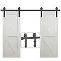 200cm/6,6FT Juego de Herrajes para Puertas Correderas Granero,Kit de Accesorios para Puerta Corrediza de Madera Interiores,Sistema de Puerta Corredera Recta