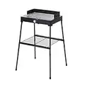 SEVERIN PG 8561 Barbecue elettrico 2200W con stand e temperatura regolabile con manopola a luce LED fino a 250 °C, Grill elettrico in acciaio, Griglia da tavolo per interni ed esterni, Nero