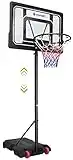 Basketball Hoop Outdoor for Kids Portable Goal System, 5.5-7FT Height Adjustable, 33.5" Backboard &15" Rim, Indoor (Black)