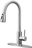Qomolangma Kitchen Faucet with Pull Down Sprayer, Single Level Stainless Steel Kitchen Sink Faucets, Single Handle High Arc Brushed Nickel Pull Out Kitchen Faucet