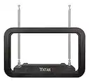 ANTAN DVB-T655VA Indoor TV Antenna 25-35 Miles Range -Support 8K 4K 1080P UHF VHF Freeview Channels with Longer 10ft Coaxial Cable, Black