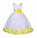 ekidsbridal White Lace Top Tulle Floral Petals Flower Girl Dress Christening Dresses 165S M