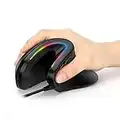 Wired Ergonomic Vertical Mouse with LED Backlight, 6-Mode RGB Backlit Upright Mice with USB Cable 1600 DPI for PC Laptop Computer Desktop - RSI Alleviation and Mouse Arm Tennis Elbow Prevention, Black