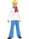 Funidelia | Costume Fred - Scooby Doo per bambino Scooby Doo, Cartoni Animati - Costume per Bambini e accessori per Feste, Carnevale e Halloween - Taglia 7-9 anni - Bianco