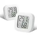 flintronic Thermomètre Hygrometre Intérieur, 2PCS Mini Thermomètre Hygromètre Digital à Haute Précision, Moniteur de Température et Humidimètre Indicateur du Niveau de Confort pour Maison, Bureau