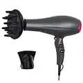 Sèche Cheveux Professionnel 2200W, Sèche-Cheveux avec Diffuseur, Concentreur, Puissant AC Moteur, Niveaux de Température, 2 Vitesses (Noir)