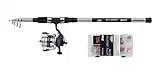 Shakespeare SALT Jetty Jouster Sea Fishing Combo, Includes Strong Graphite Reel, Fibreglass Rod, Hard Case Tackle Box, Lures and End Tackle, Blue & White, 8ft Tele |20-60g