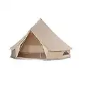 Tente Bell Tente en Toile de Glamping en Plein air Toile de Coton imperméable Coupe-Vent avec Stove Jack 4 fenêtres Famille Camping Randonnée Voyager Randonnée pour Toutes Les Saisons