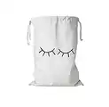 Creativee Canvas Drawstring Laundry Bag Large Hanging With String Toys Storage Travel Stuff Bags (Eyelash)