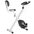 HOMCOM Vélo d'appartement pliable vélo de fitness 8 niveaux de résistance magnétique avec dossier selle réglable écran LCD multifonction capteur fréquence cardiaque gris