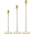 SUJUN Pink Gold Candle Holders Set of 3 for Taper Candles, Decorative Candlestick Holder for Wedding, Dinning, Party, Fits 3/4 inch Thick Candle&Led Candles (Metal Candle Stand)