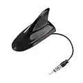 Eightwood Shark Fin Antenna FM AM Radio Signal Roof Style Universial Car Stereo Antenna DIN Adapter with 17cm Extension Cable for Most Cars Waterproof (Black)