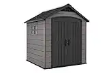 Keter Premier Apex Outdoor Garden Storage Shed, Grey, 7.5 x 7 ft